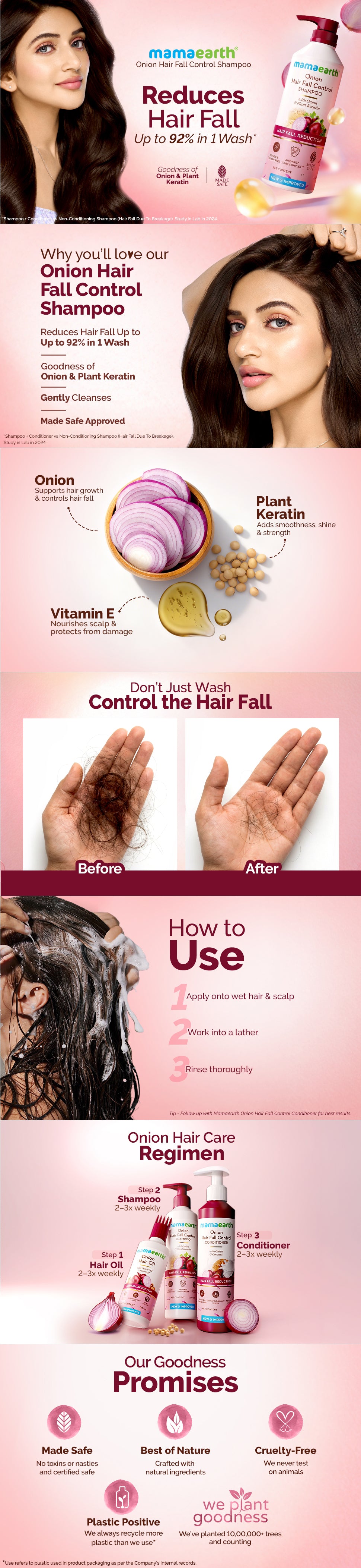 Results of Mamaearth Onion Shampoo with Onion & Plant Keratin