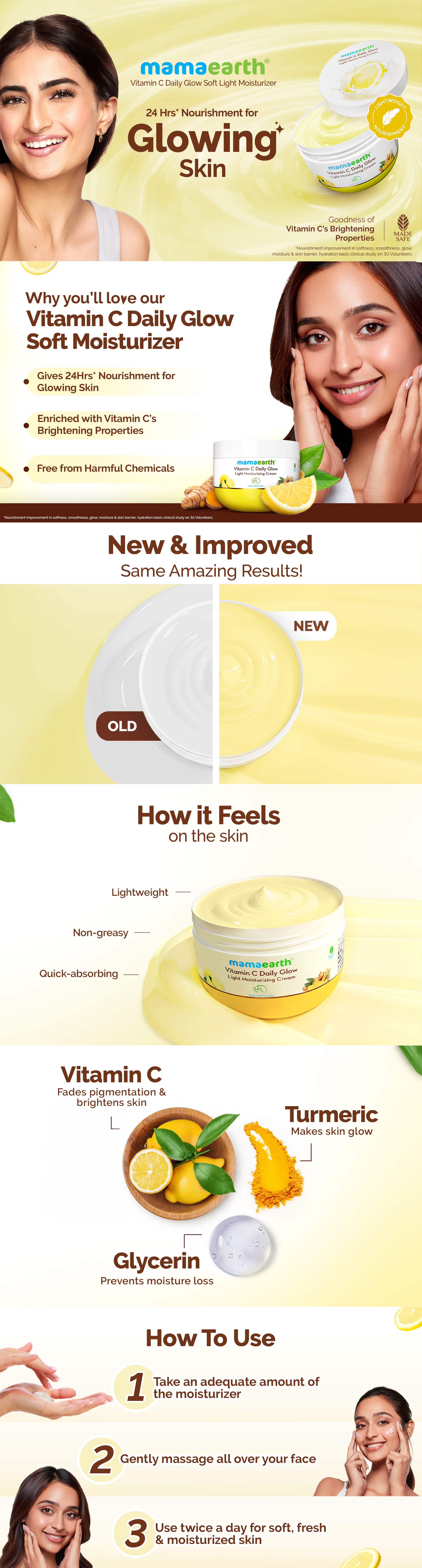 Results of Mamaearth Vitamin C Daily Glow Light Moisturizer