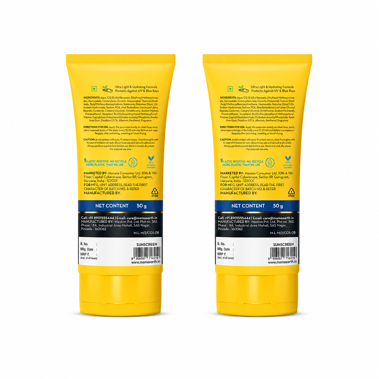 Aqua Glow Hydrating Sunscreen Gel with Himalayan Thermal Water and Hyaluronic Acid - 50 g (Pack of 2)