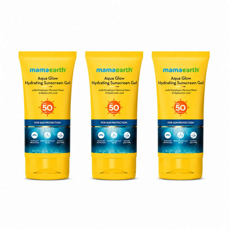 Aqua Glow Hydrating Sunscreen Gel with Himalayan Thermal Water and Hyaluronic Acid - 50 g (Pack of 3)