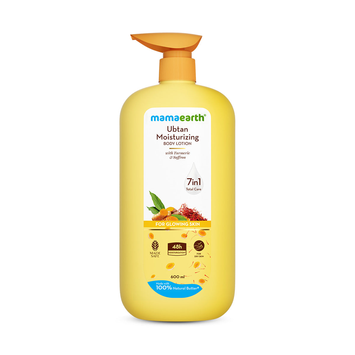 Mamaearth Ubtan Moisturizing Body Lotion with Turmeric & Saffron for Glowing Skin - 600 ml