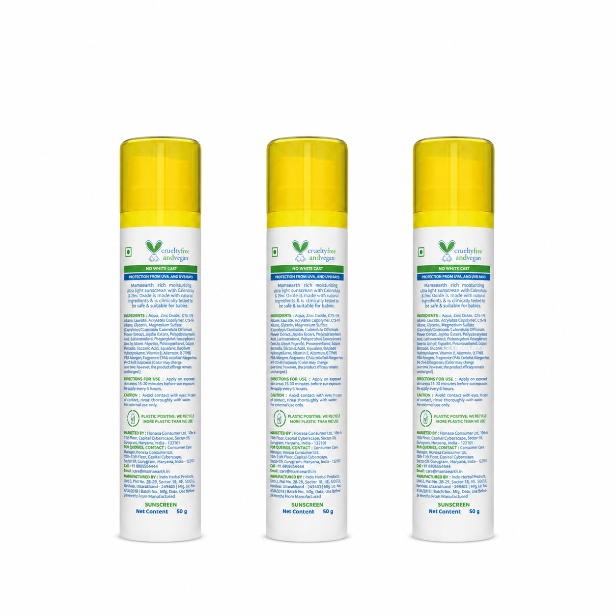 Mamaearth Baby Rich Moisturizing Ultra Light Sunscreen - 50g (Pack of 3)