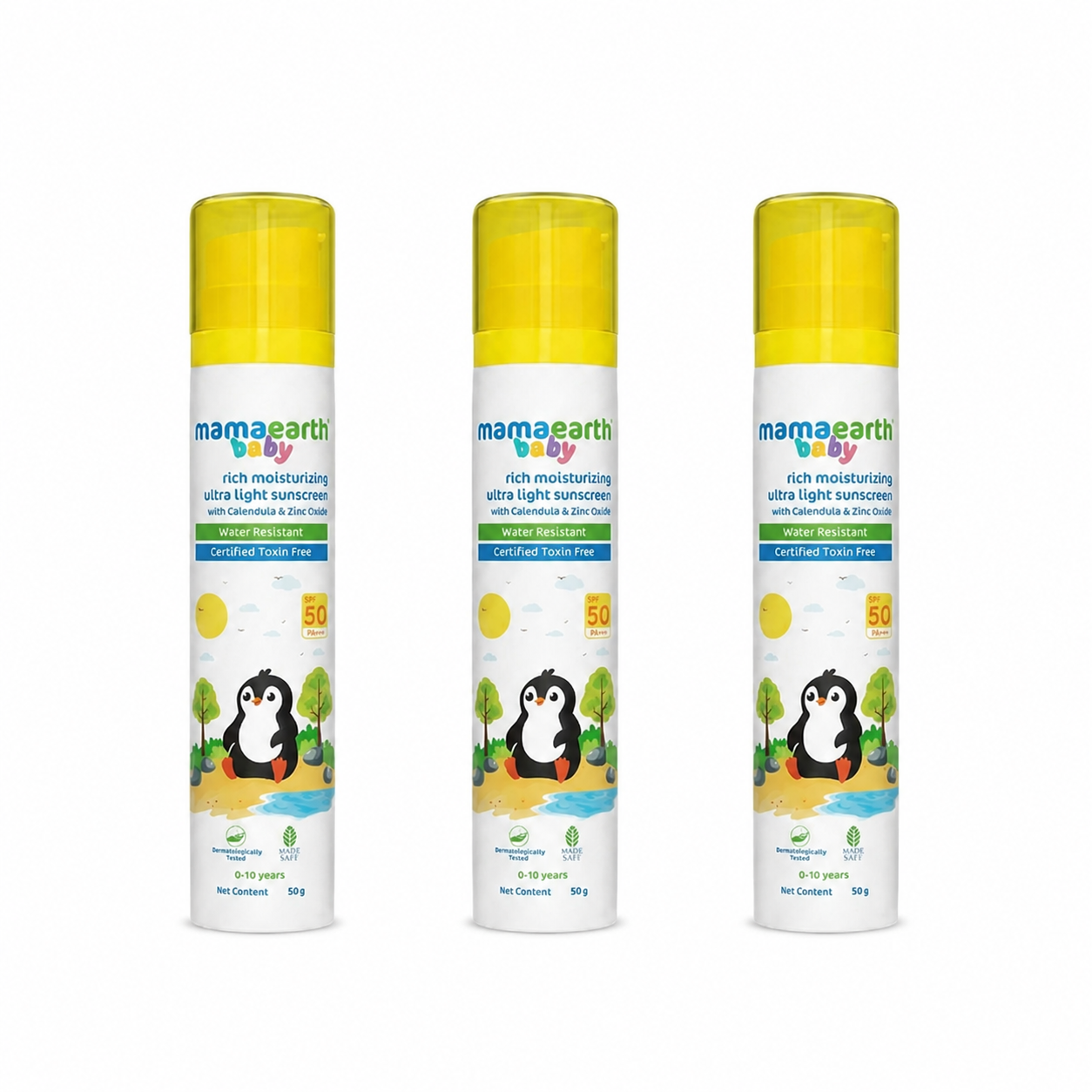 Mamaearth Baby Rich Moisturizing Ultra Light Sunscreen - 50g (Pack of 3)
