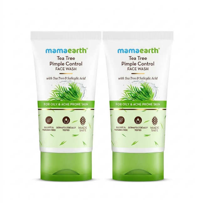 Tea Tree Pimple Control Face Wash with Tea Tree & Salicylic for Oily & Acne-Prone Skin - 150ml (Pack of 2)