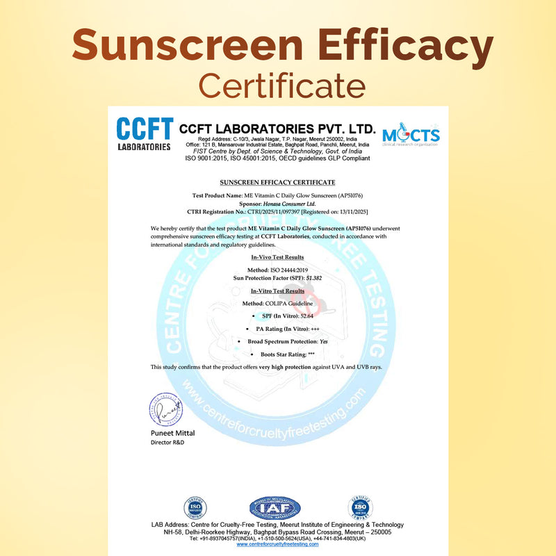 Mamaearth Vitamin C Daily Glow Sunscreen SPF 50 PA++++ – In-Vivo Tested (ISO 24444:2019 Certified, CTRI/2025/05/087276) - 80 g (Pack of 2)