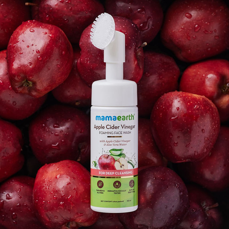 Apple Cider Vinegar Foaming Face Wash with Apple Cider Vinegar and Aloe Vera Water for Deep Cleansing - 150ml