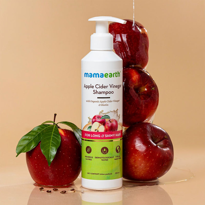 Apple Cider Vinegar Shampoo with Organic Apple Cider Vinegar and Biotin for Long and Shiny Hair - 250ml