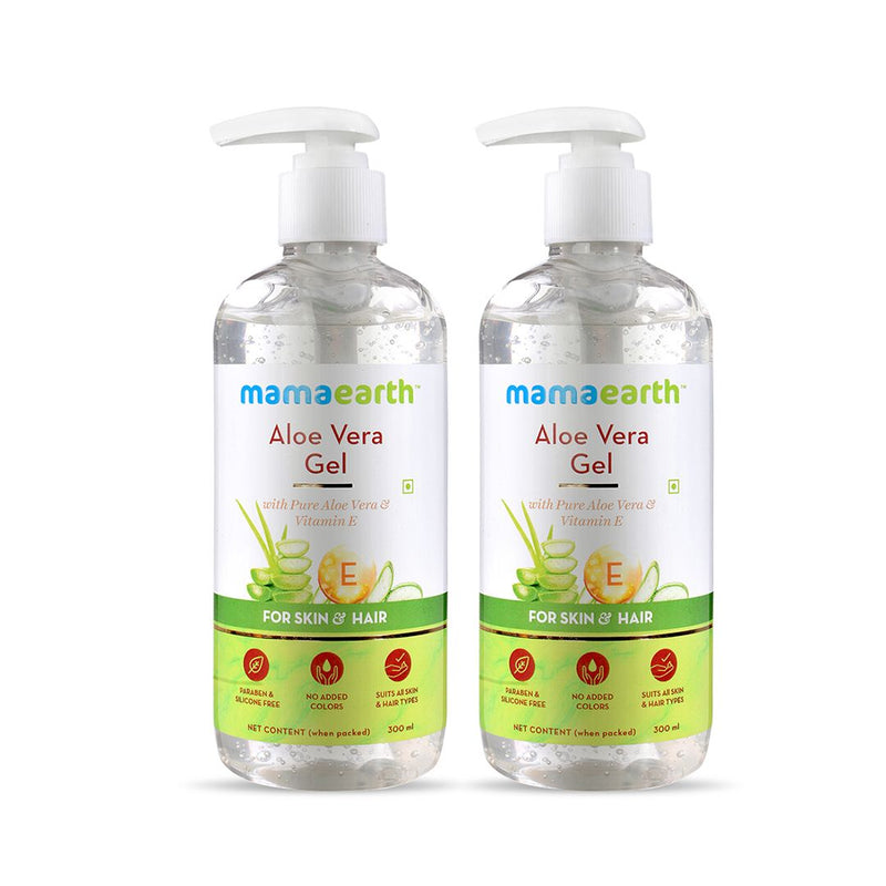 Aloe Vera Gel with Pure Aloe Vera & Vitamin E for Skin and Hair - 300 ml (Pack of 2)