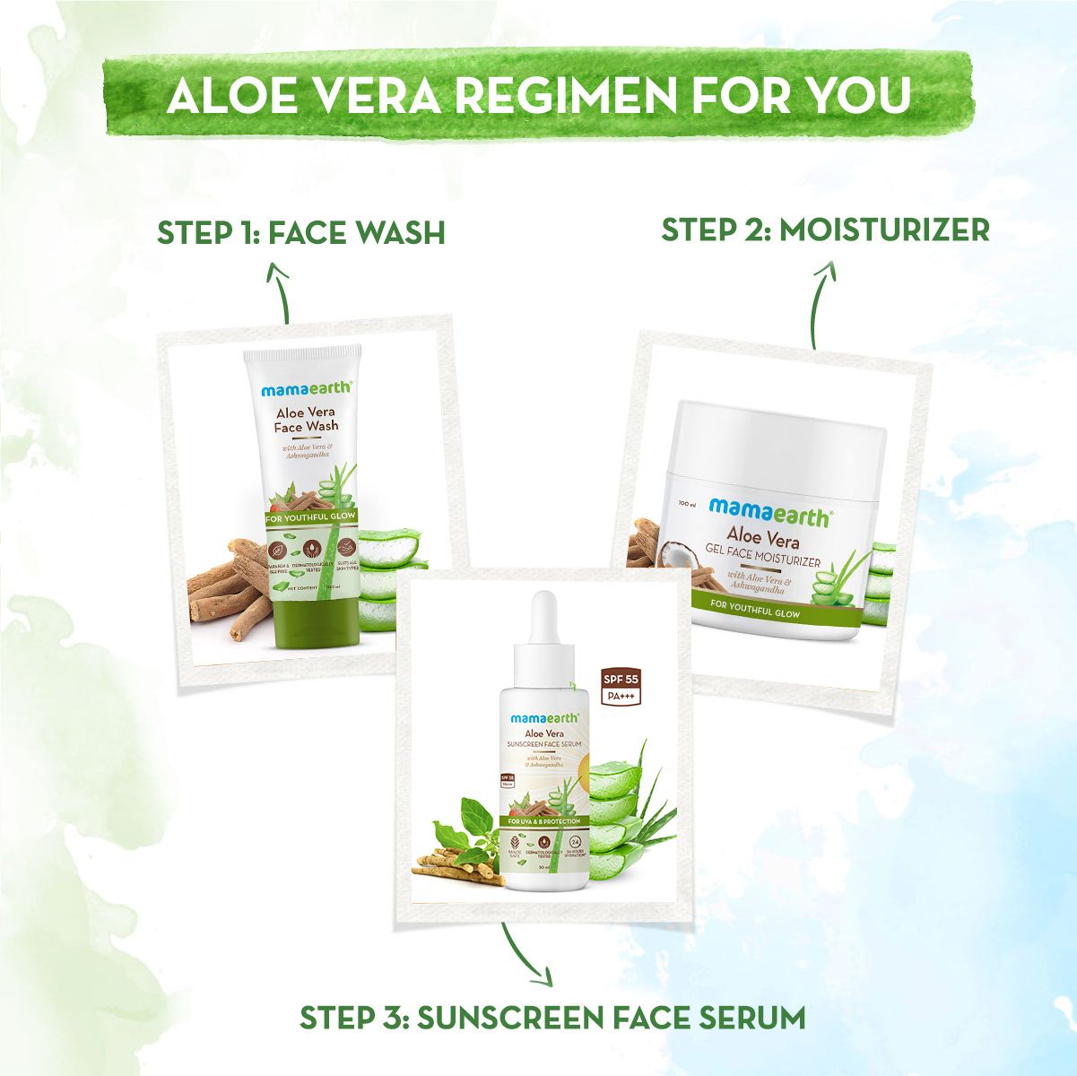 Aloe Vera Sunscreen Face Serum with Aloe Vera & Ashwagandha for UVA & B Protection - 30 ml