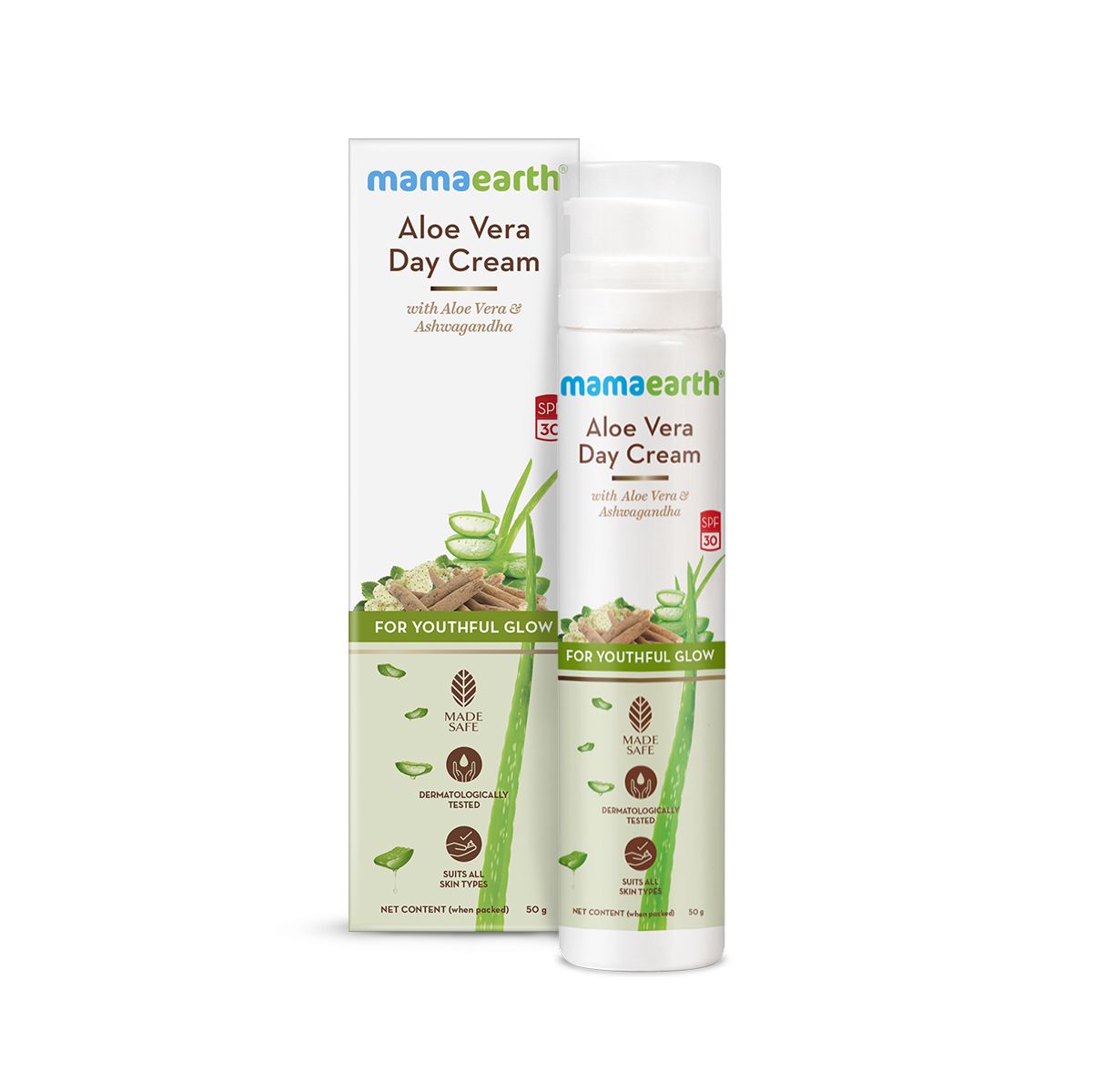 Aloe Vera Day Cream with Aloe Vera & Ashwagandha for a Youthful Glow - 50 g