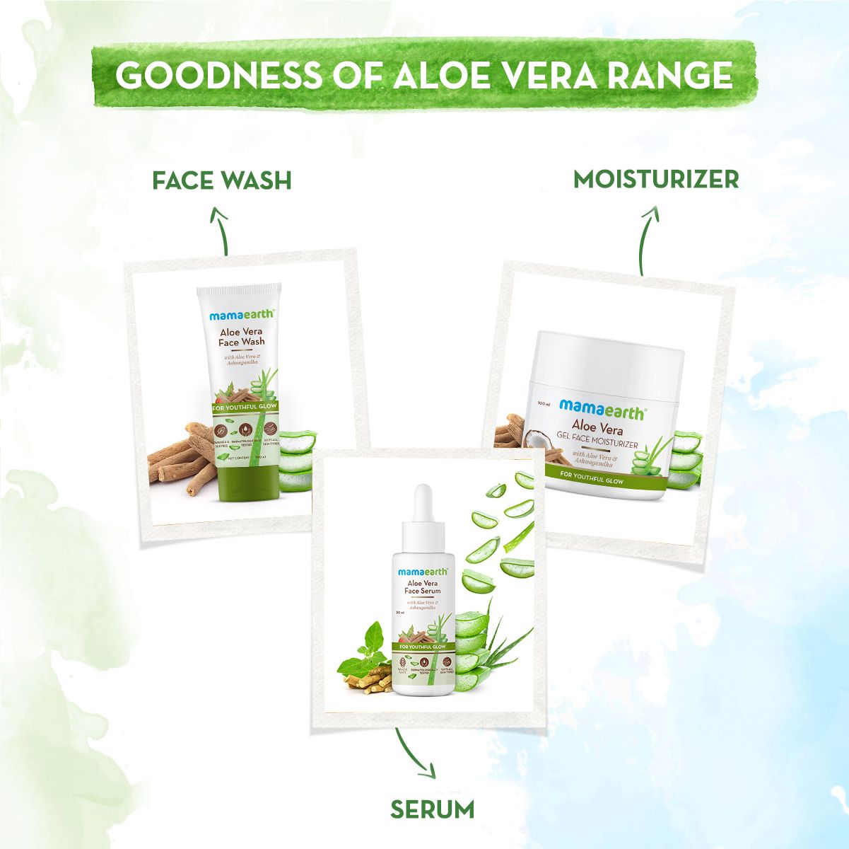Aloe Vera Gel Moisturizer with Aloe Vera & Ashwagandha for a Youthful Glow - 100 g