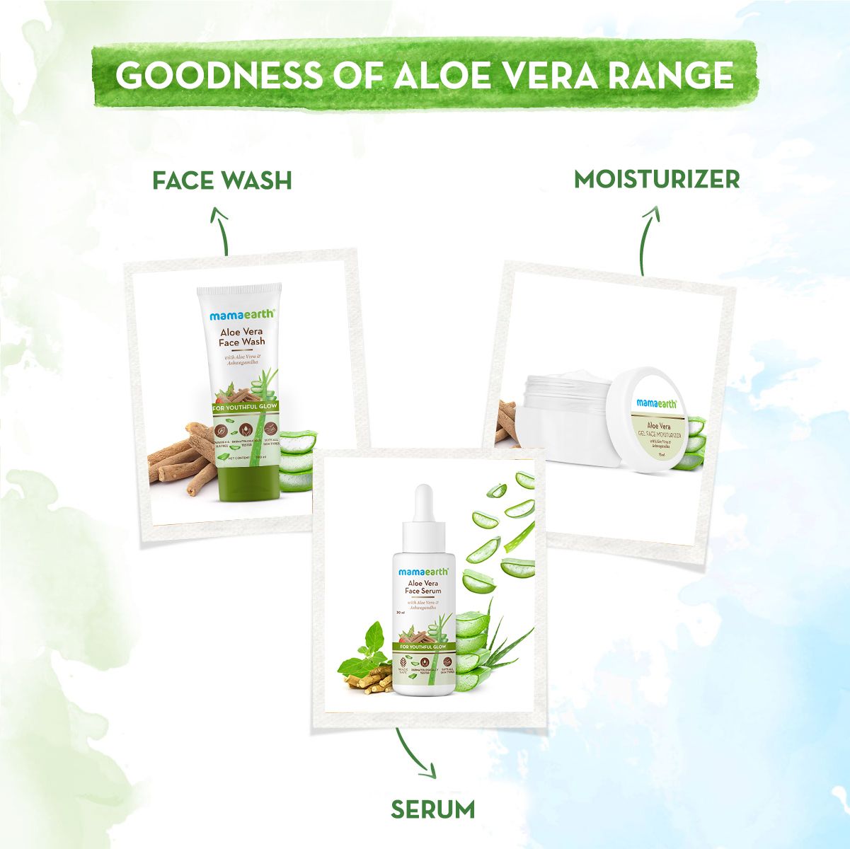 Aloe Vera Gel Face Moisturizer with Aloe Vera & Ashwagandha for a Youthful Glow - 15g