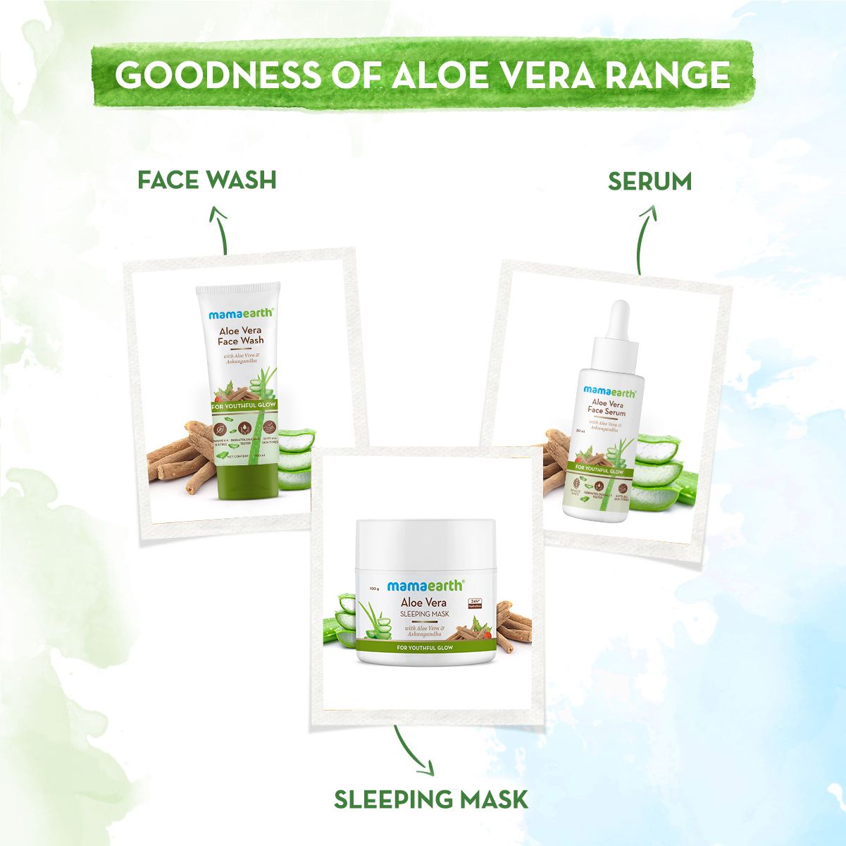 Aloe Vera Sleeping Mask with Aloe Vera & Ashwagandha for a Youthful Glow - 100 g