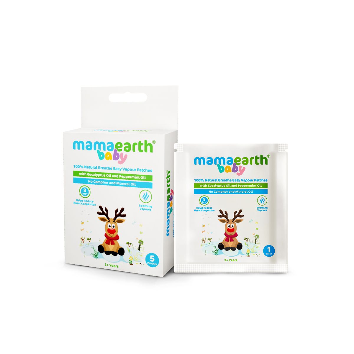Baby 100% Natural Breathe Easy Vapour Patches with Eucalyptus Oil & Peppermint Oil - 5 pcs