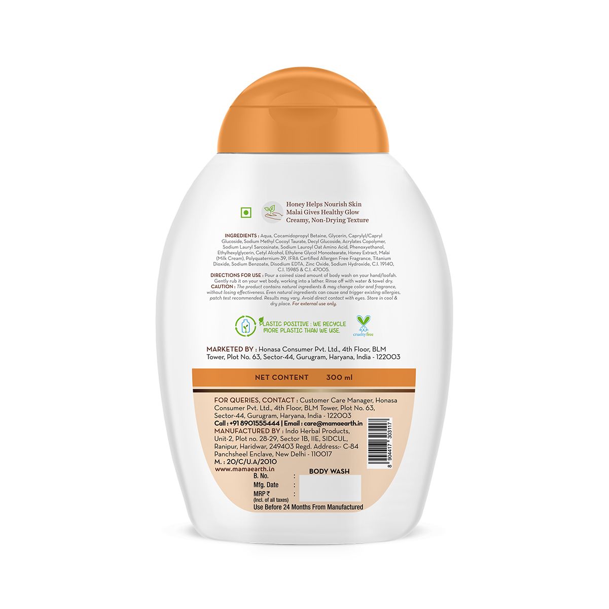 Honey Malai Body Wash with Honey & Malai for Nourishing Glow - 300 ml
