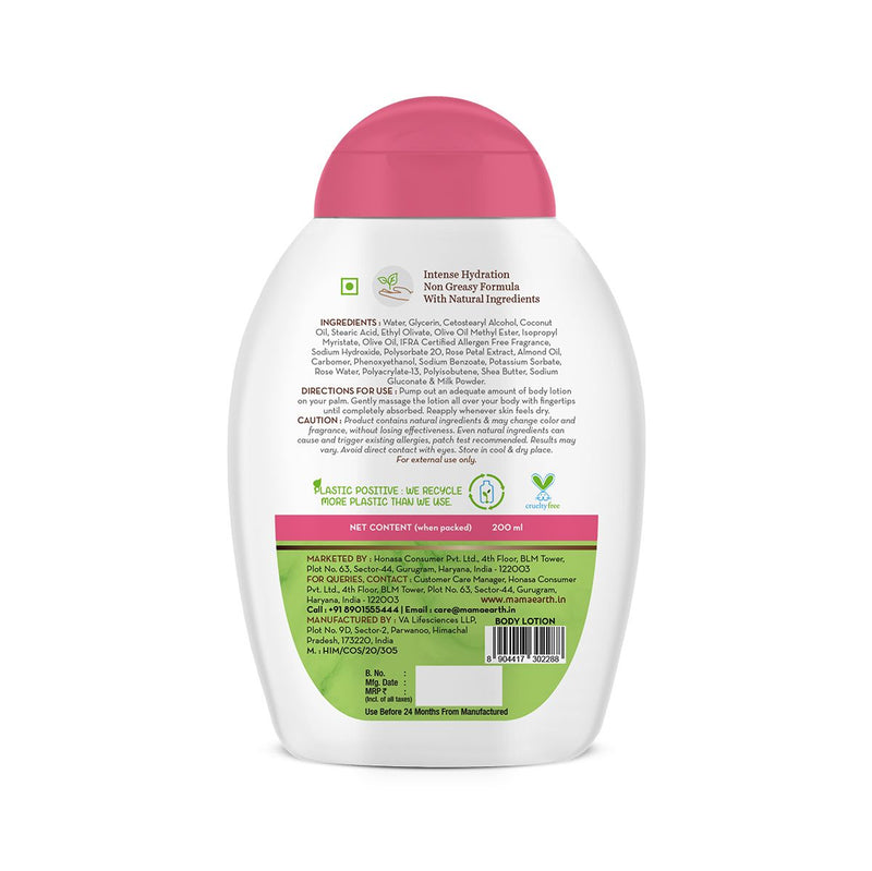 Rose Body Lotion with Rose Water and Milk For Deep Hydration - 200 ml