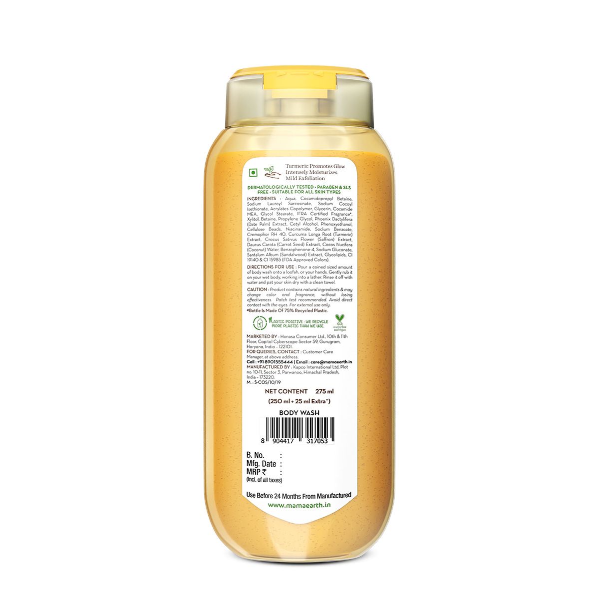 Ubtan Moisturizing Body Wash with Turmeric & Saffron for Tan Removal - 250 ml + 25 ml Extra