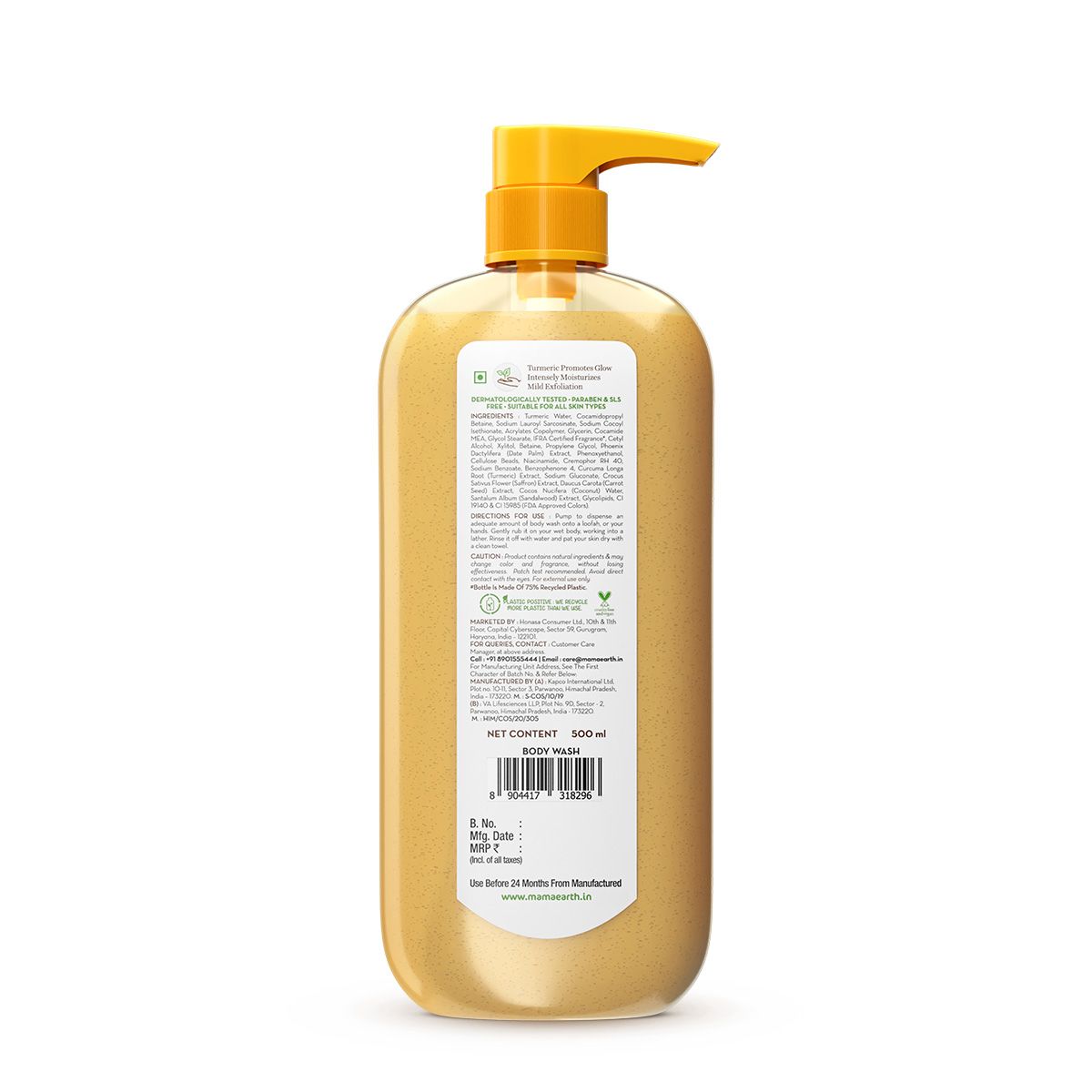 Ubtan Moisturizing Body Wash with Turmeric & Saffron for Tan Removal - 500 ml