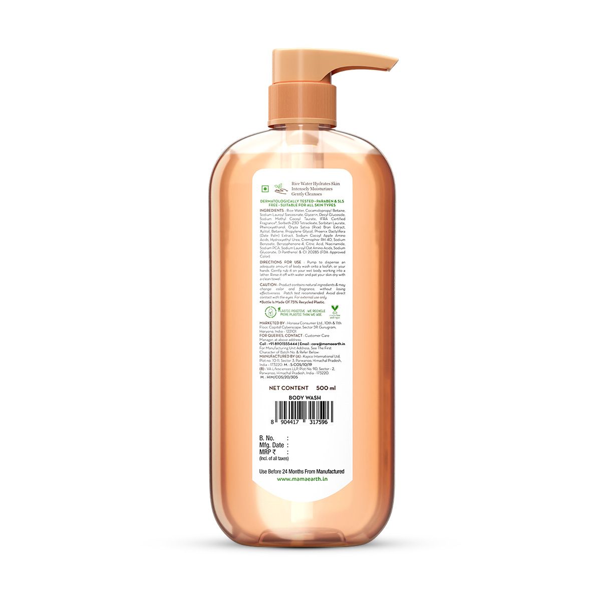Rice Water Moisturizing Body Wash with Rice Water & Hydrating Lily for Dewy Glass Skin - 500 ml