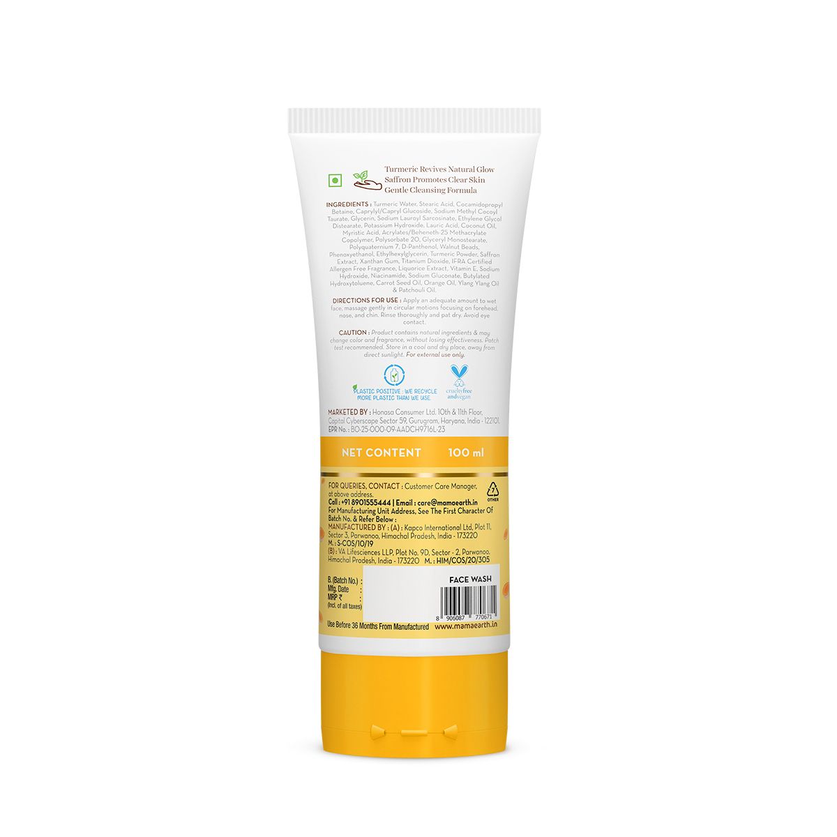 Ubtan Natural Glow Face Wash with Turmeric & Saffron for Tan Removal – 100 ml
