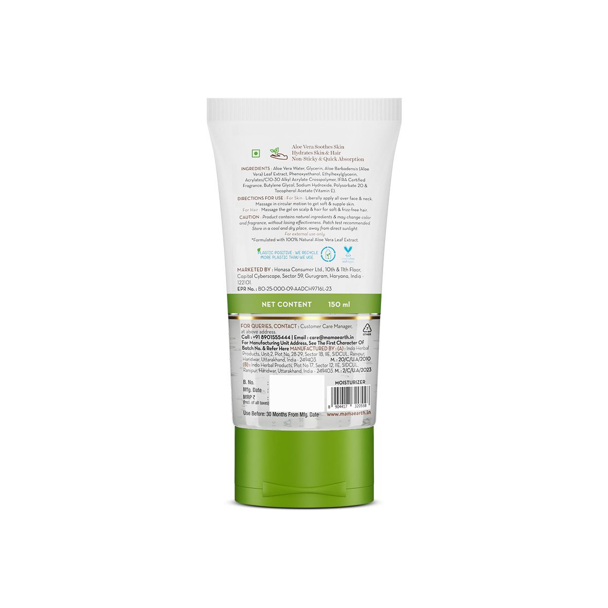 Aloe Vera Gel with 100% Natural Aloe Vera & Vitamin E for Skin & Hair - 150 ml