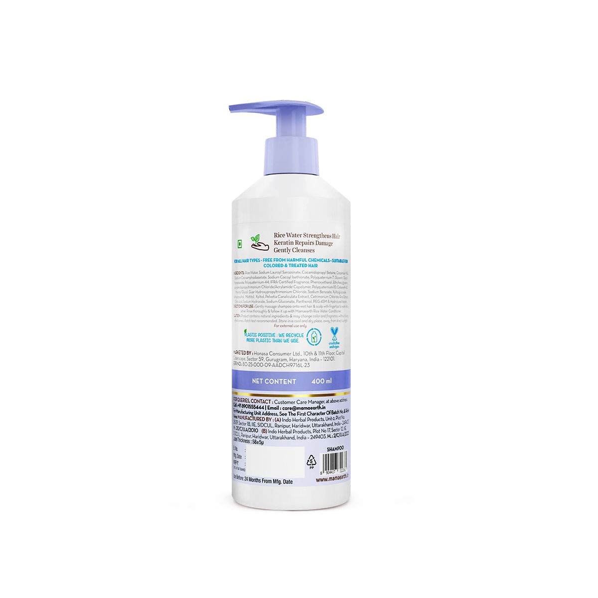 Rice Water Strengthening Shampoo with with Rice Water & Keratin for Damage Repair- 400 ml