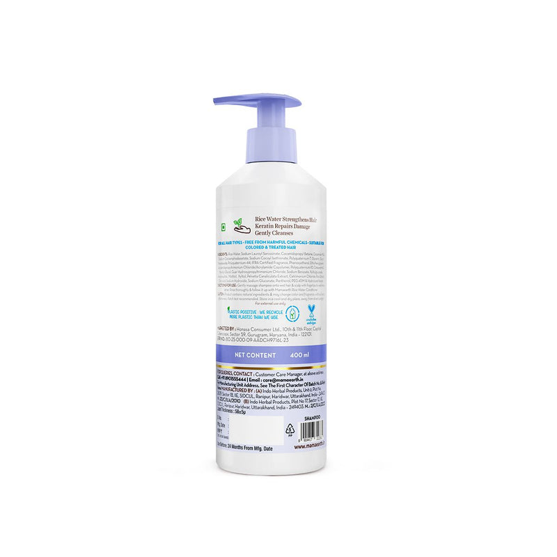 Rice Water Strengthening Shampoo with with Rice Water & Keratin for Damage Repair- 400 ml