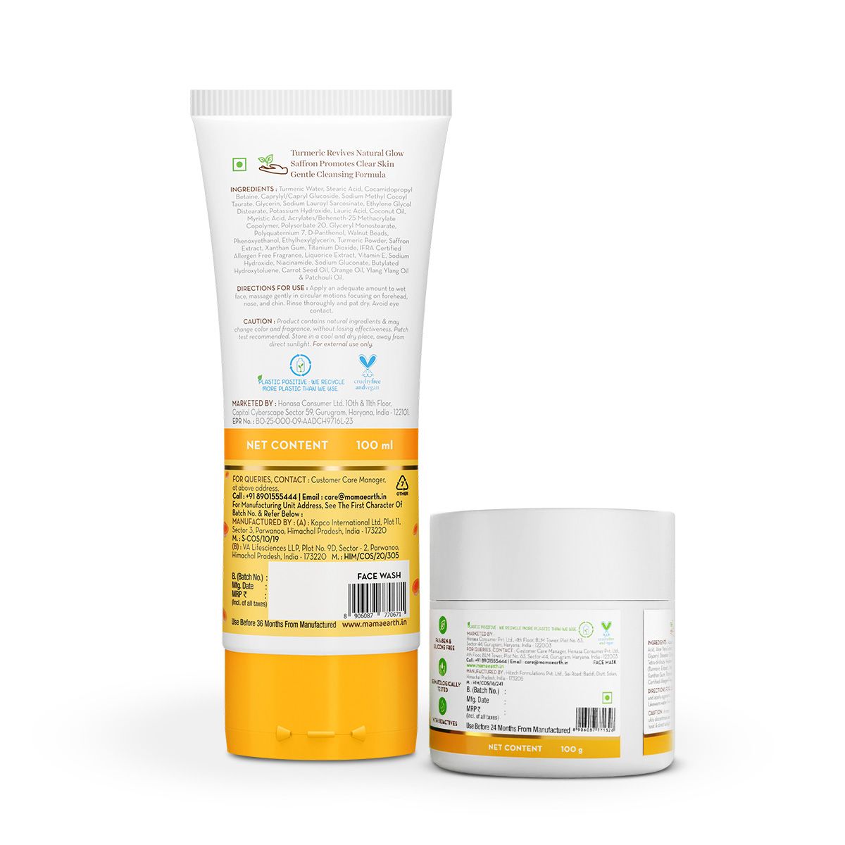 Skin Lightening and Brightening Combo : Ubtan Facemask, 100ml and Ubtan Facewash, 100ml