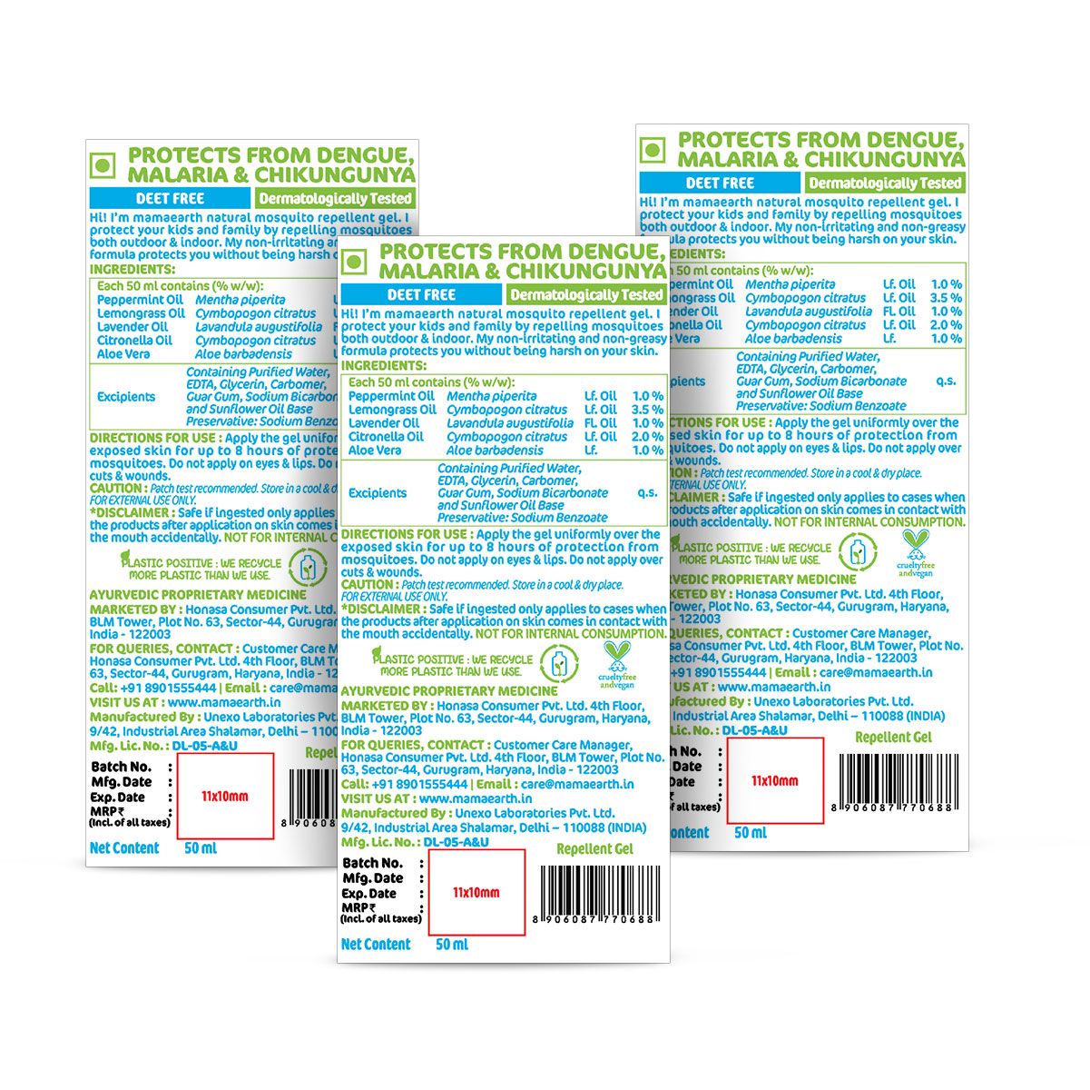 Natural Mosquito Repellent Gel -  50 ml (Pack of 3)