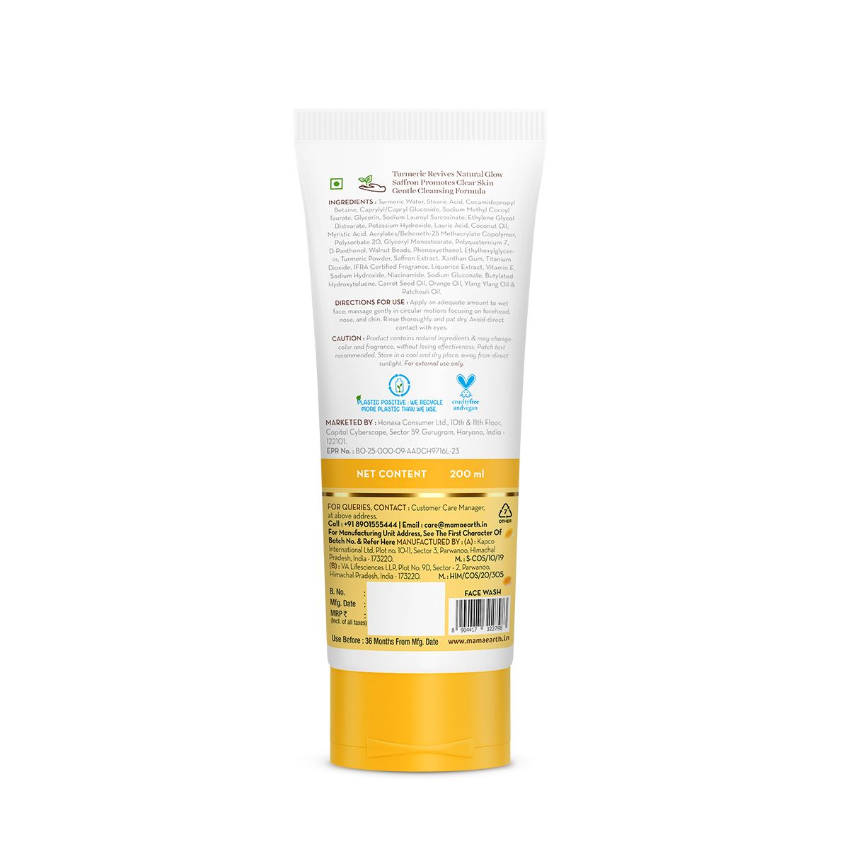 Ubtan Natural Glow Face Wash with Turmeric & Saffron for Tan Removal – 200 ml