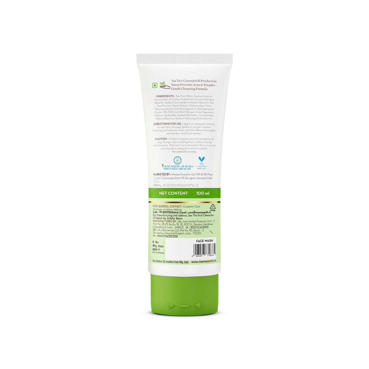 Tea Tree Pimple Control Face Wash with Tea Tree & Salicylic for Oily & Acne-Prone Skin - 100ml