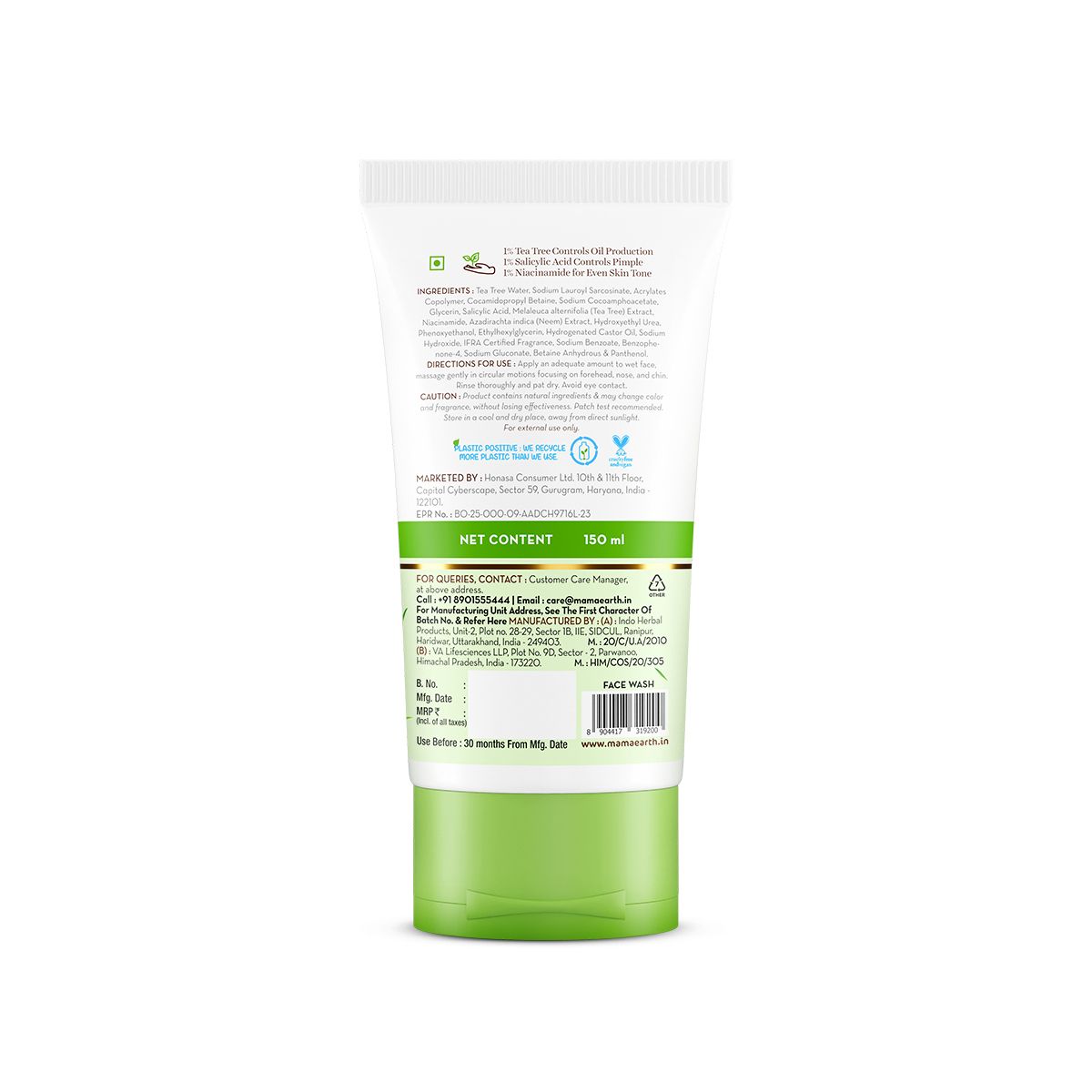Tea Tree Pimple Control Face Wash with Tea Tree & Salicylic for Oily & Acne-Prone Skin - 150ml