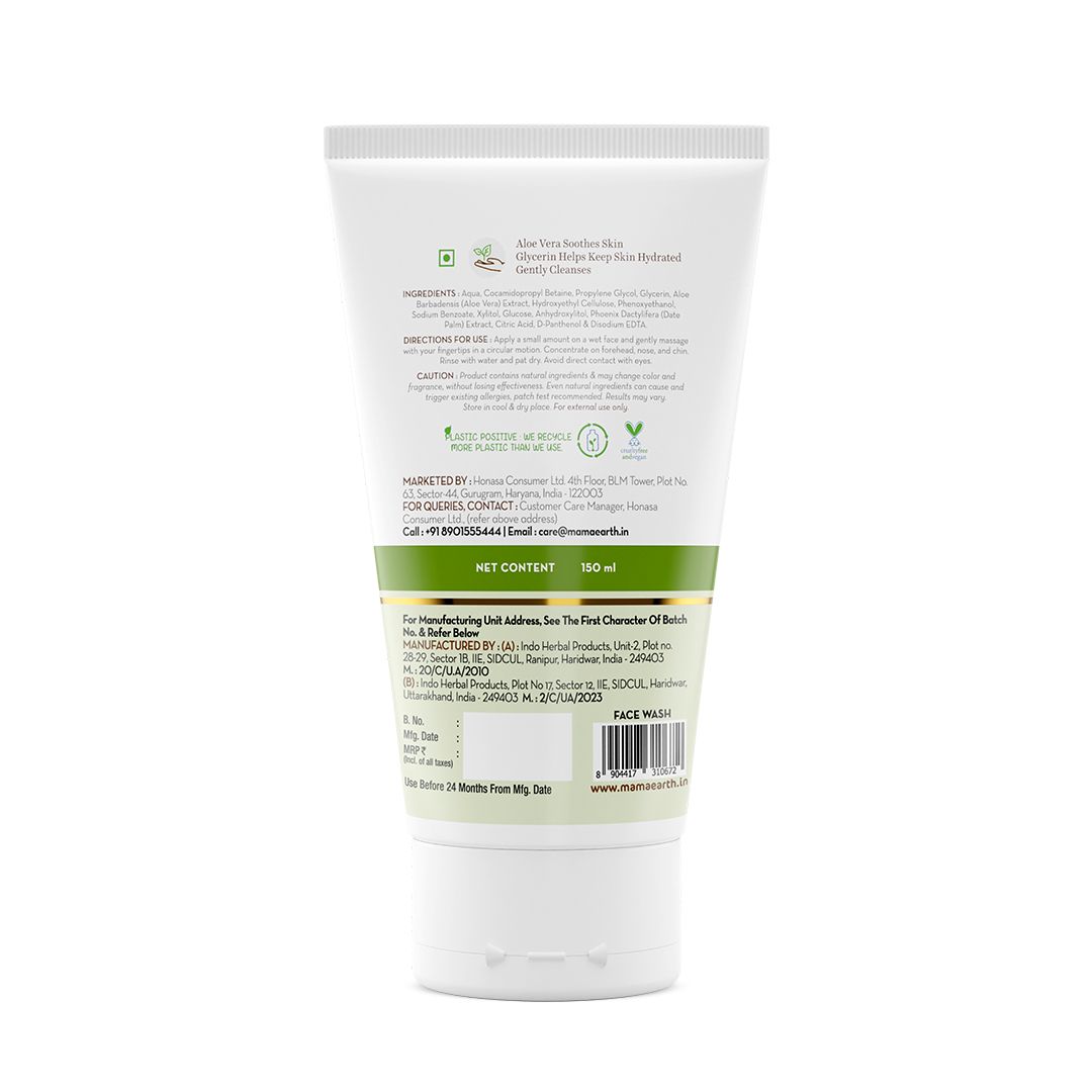 Aloe Gentle Face Wash with Aloe Vera & Glycerin for Normal to Sensitive Skin - 150 ml