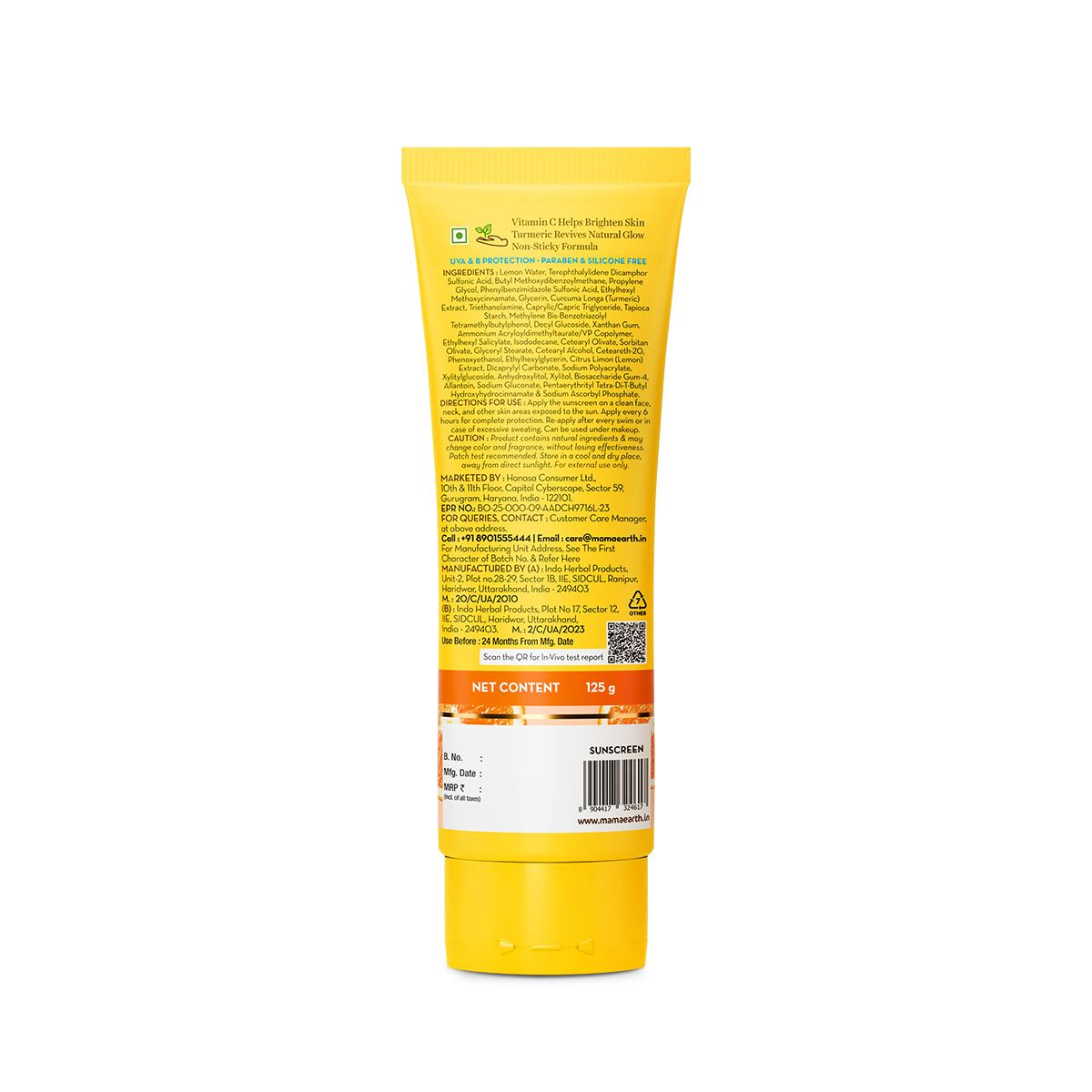Vitamin C Daily Glow Sunscreen with Vitamin C & Turmeric for Sun Protection & Glow - 125 g
