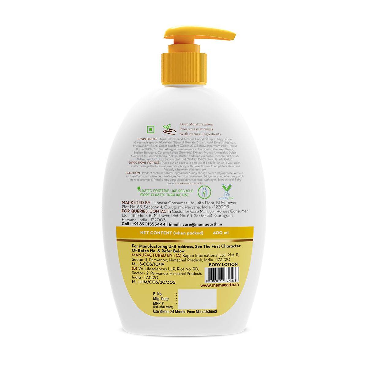 Ubtan Body Lotion with Turmeric and Kokum Butter for Glowing Skin - 400 ml
