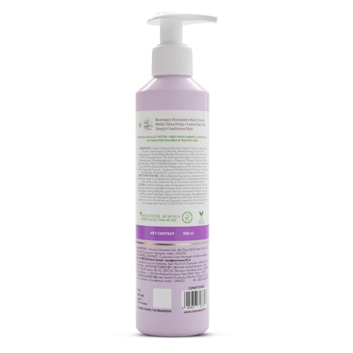 Rosemary Anti-Hair Fall Conditioner with Rosemary & Methi Dana for Reducing Hair Loss & Breakage - 250 ml