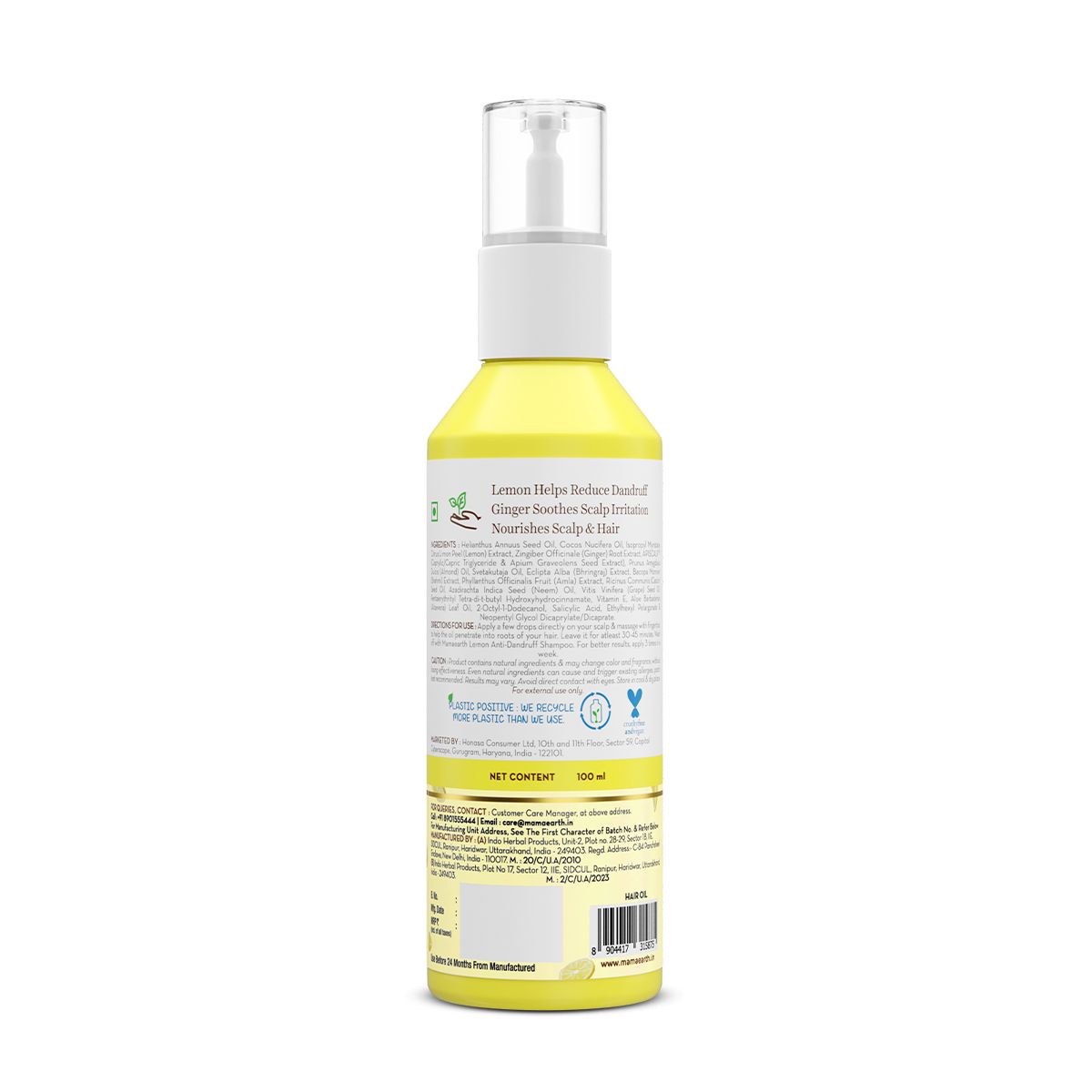 Mamaearth Lemon Anti-Dandruff Hair Oil with Lemon & Ginger for Dandruff & Itch-Free Scalp - 100 ml