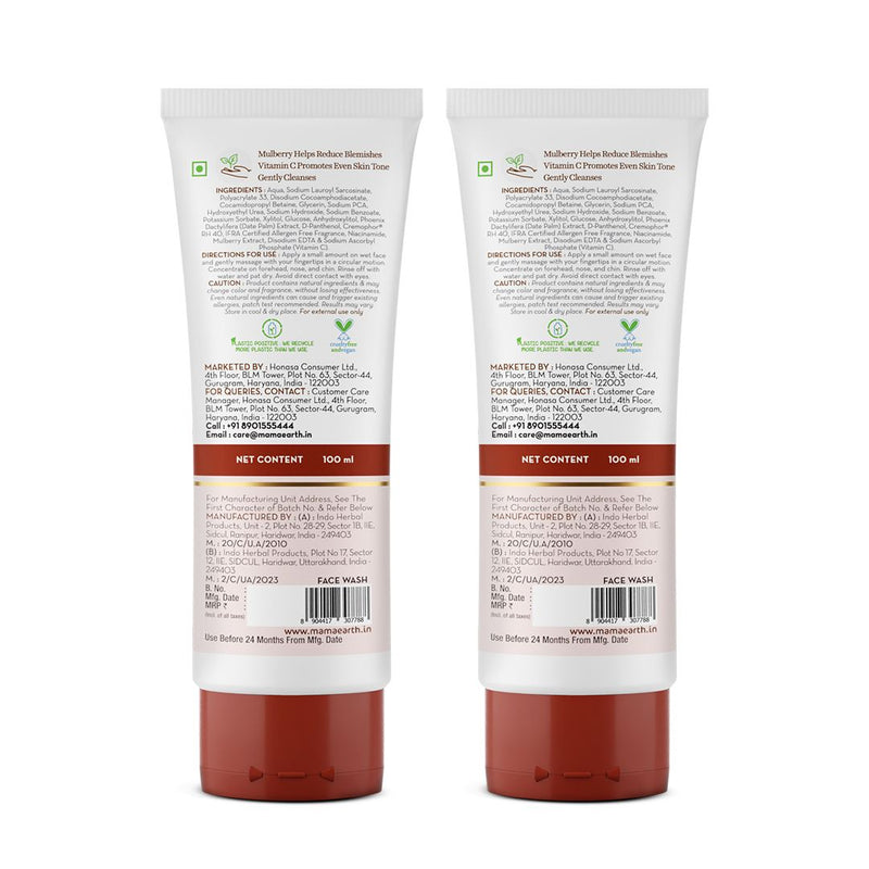 Bye Bye Blemishes* Face Wash with Mulberry and Vitamin C for Even Skin Tone - 100 ml (Pack of 2)