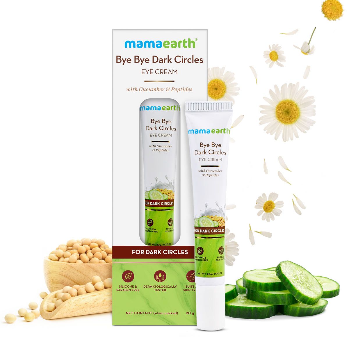 Bye Bye Dark Circles Eye Cream with Cucumber and Peptides for Dark Circles - 20g