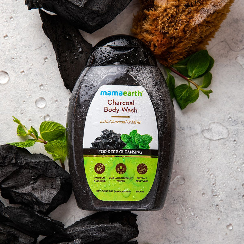 Charcoal Body Wash With Charcoal and Mint for Deep Cleansing - 300 ml