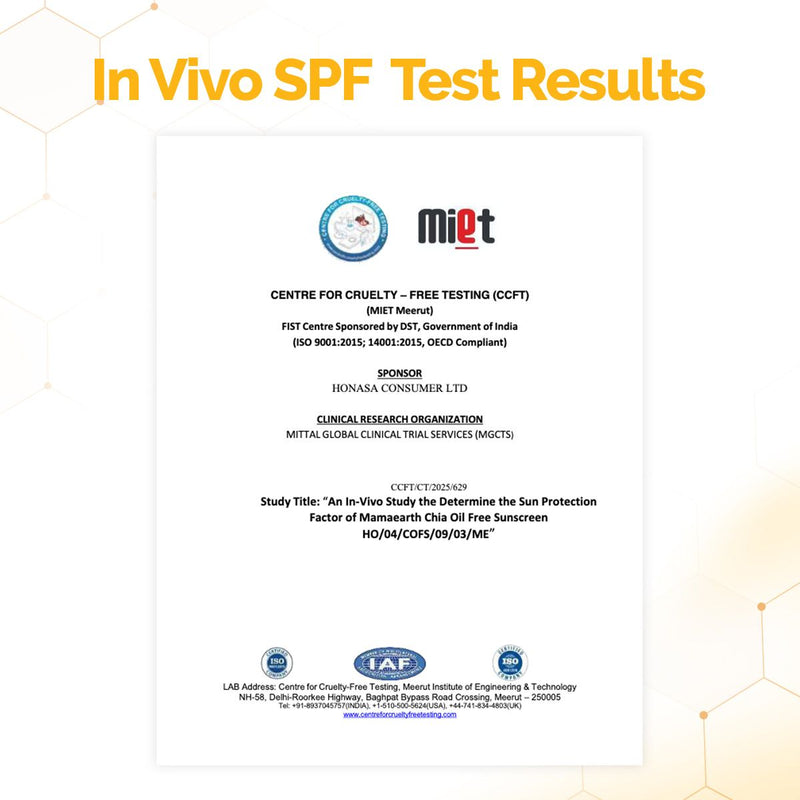 Mamaearth Chia Oil-Free Sunscreen SPF 50 PA++++ – In-Vivo Tested (ISO 24444:2019 Certified, CTRI/2025/05/086630) - 50g