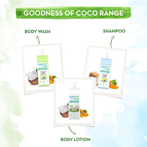 Goodness of coco range body wash shampoo body lotion babies