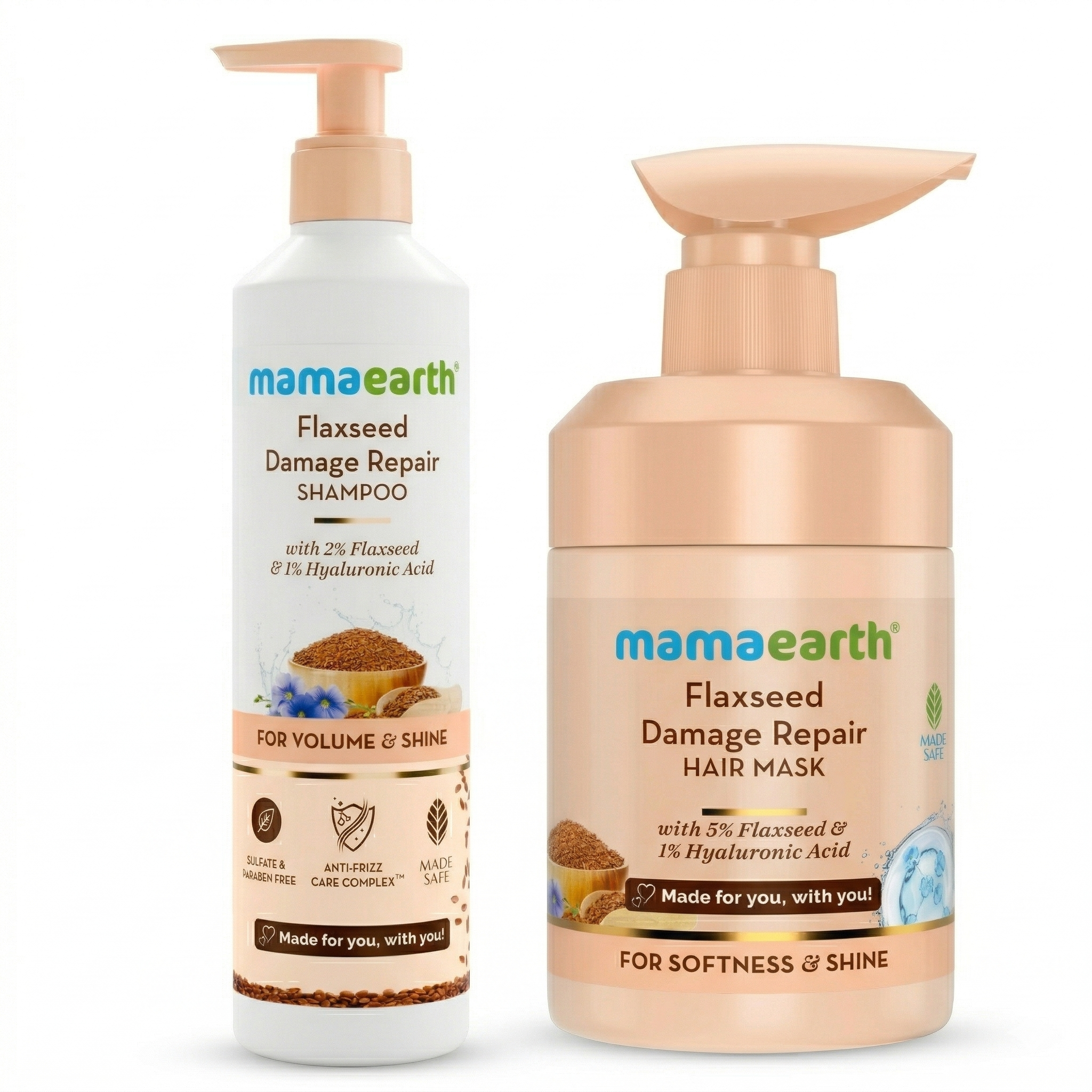 Flaxseed Damage Repair Combo : Shampoo 250 ml + Hair Mask 300 ml