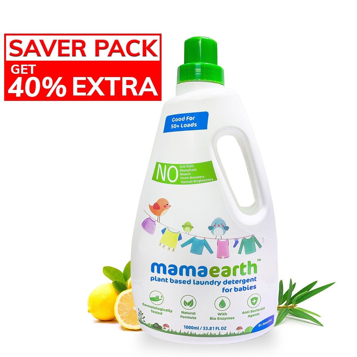 Plant based laundry detergent, 1000ml (Saver Pack, get 40% extra)
