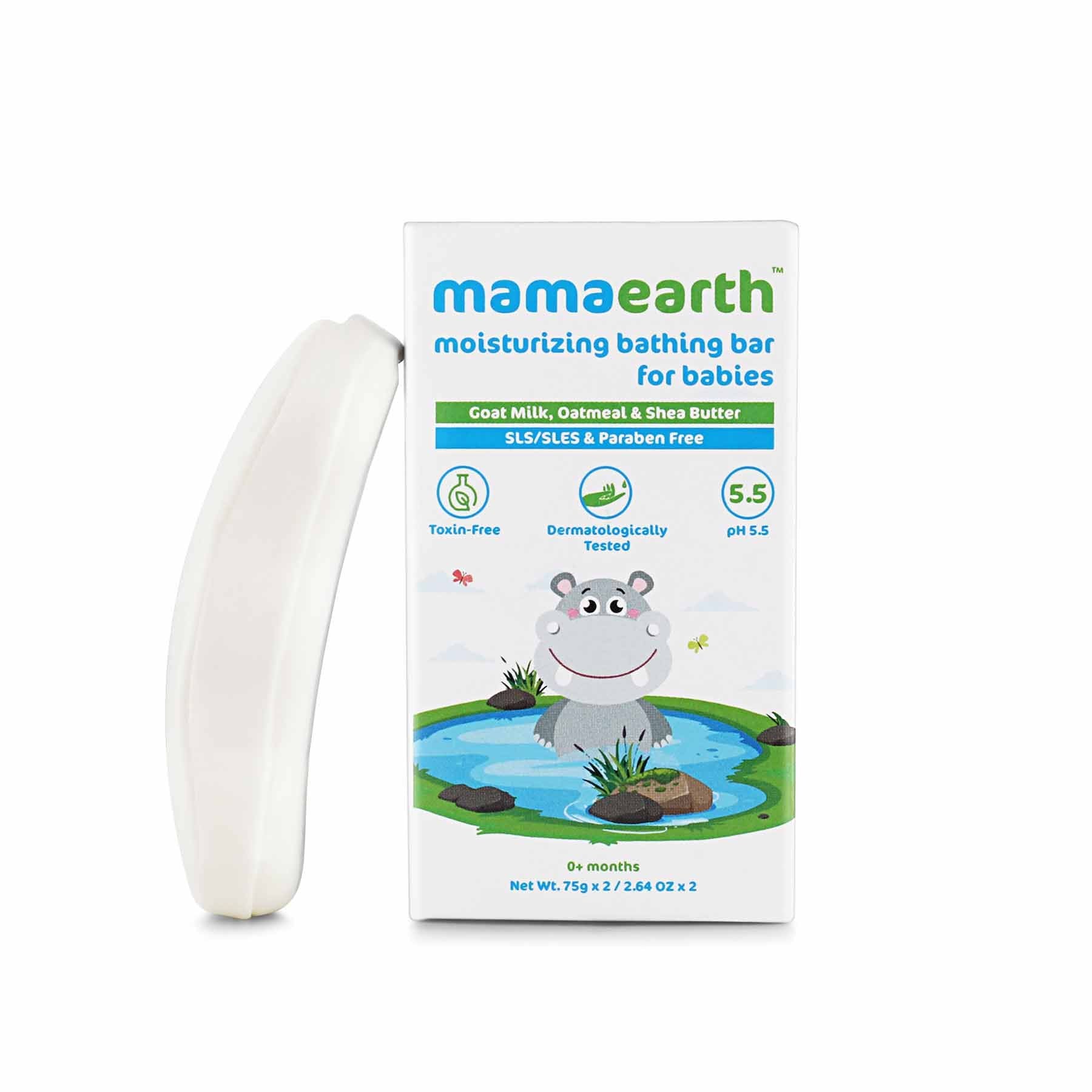 Moisturizing Bathing Bar Soap For Babies, pack of 2*75g