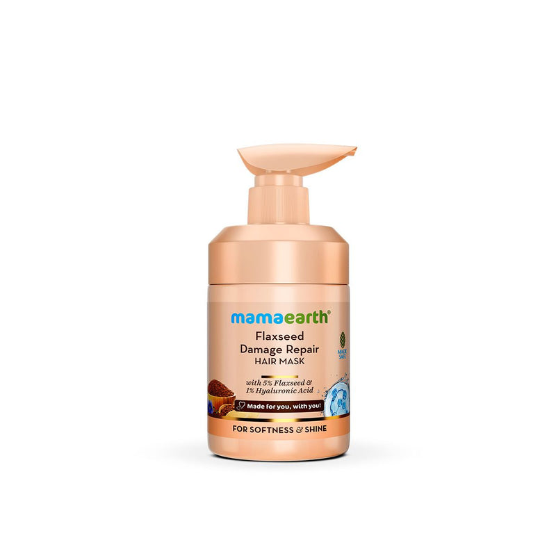 Flaxseed Damage Repair Hair Mask with 5% Flaxseed, 1% Hyaluronic Acid, Ceramides for Softness & Shine - 300 ml