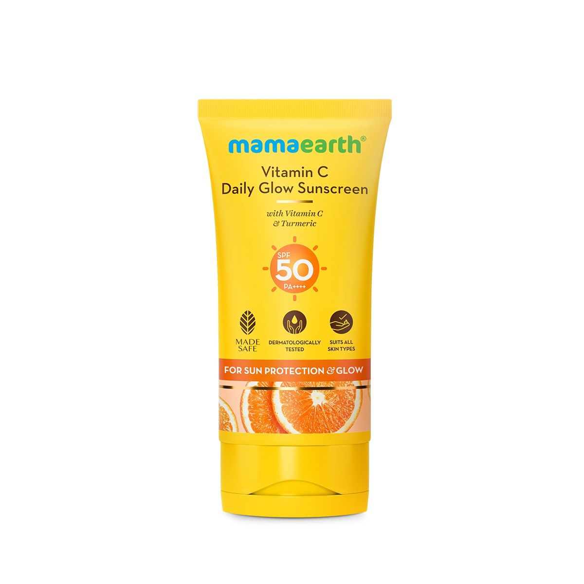 Mamaearth Vitamin C Daily Glow Sunscreen SPF 50 PA++++ – In-Vivo Tested (ISO 24444:2019 Certified, CTRI/2025/05/087276) - 50g