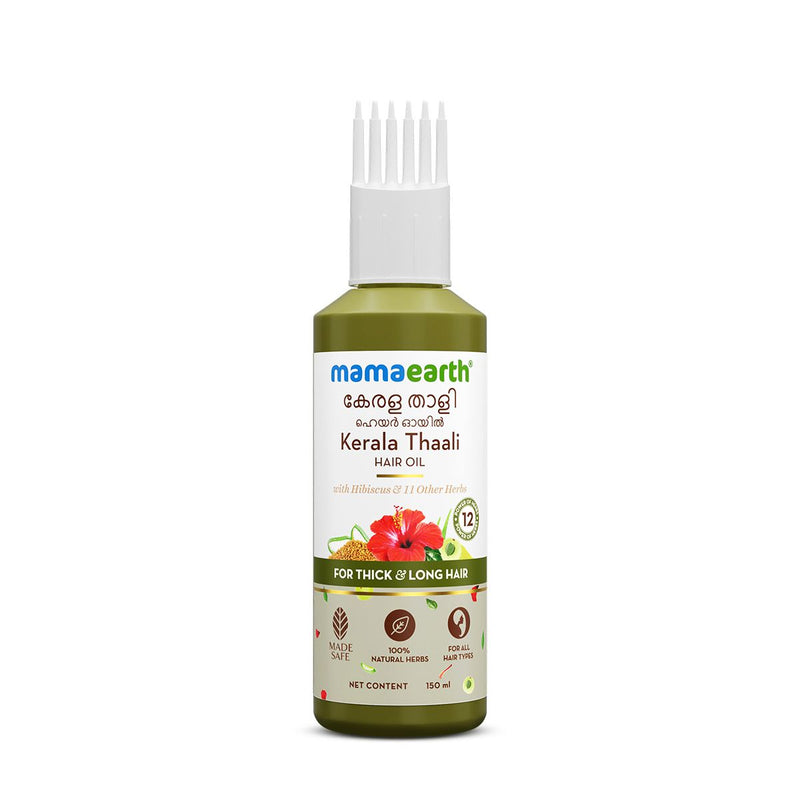 Mamaearth Kerala Thaali Hair Oil with Hibiscus, Bhringraj, Methi Dana & Amla for Thick & Long Hair - 150 ml