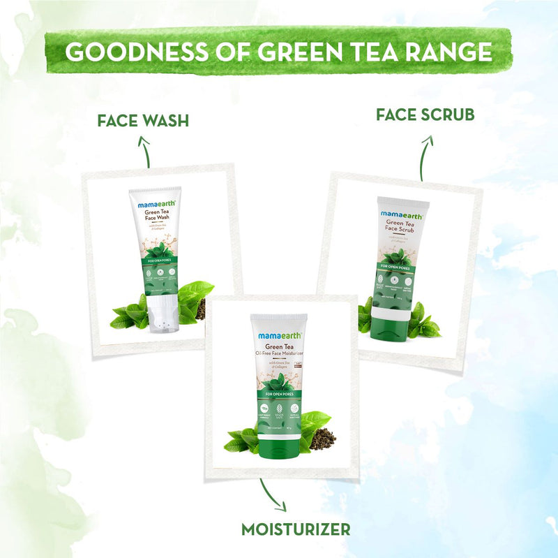 Green Tea Face Scrub With Green Tea & Collagen For Open Pores - 100 g