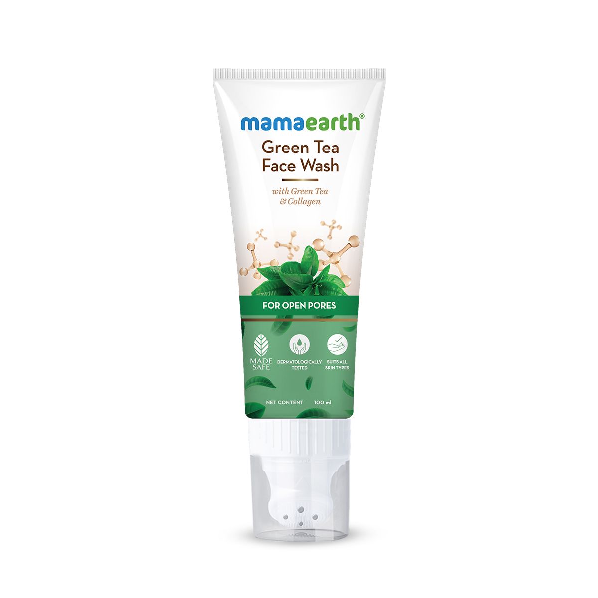 Green Tea Face Wash With Green Tea & Collagen For Open Pores - 100 ml